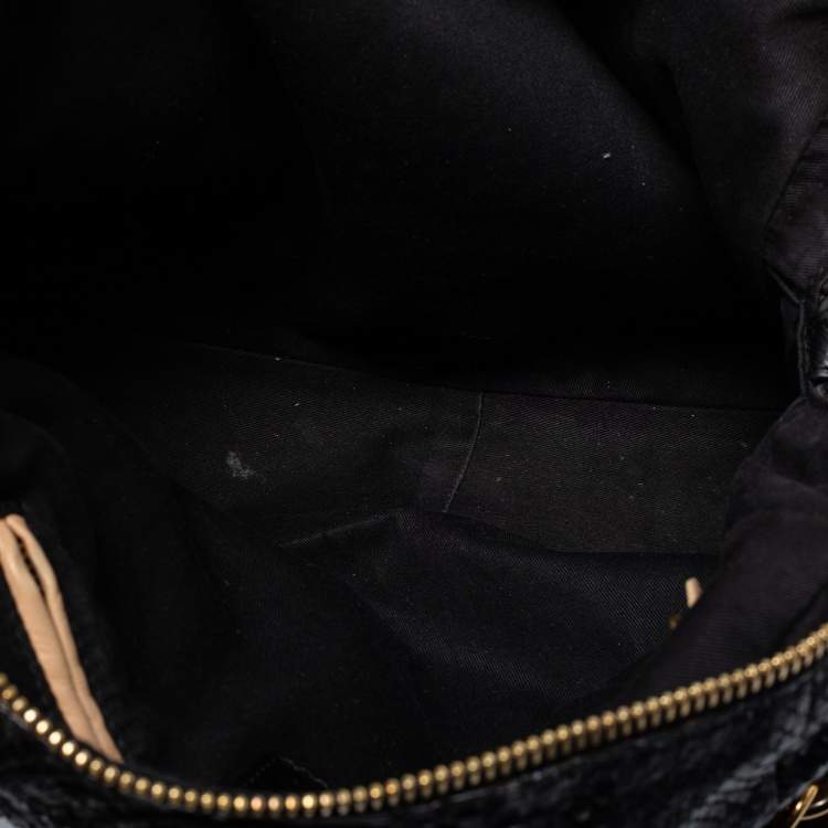 Pre Owned Chloe Black Python and Leather Large Paraty Shoulder Bag