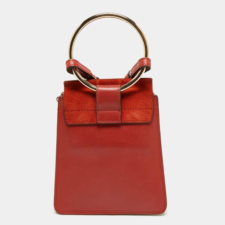 Pre Owned Chloé Rust Brown Leather and Suede Mini Faye Crossbody Bag