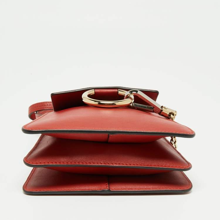 Pre Owned Chloé Rust Brown Leather and Suede Mini Faye Crossbody Bag