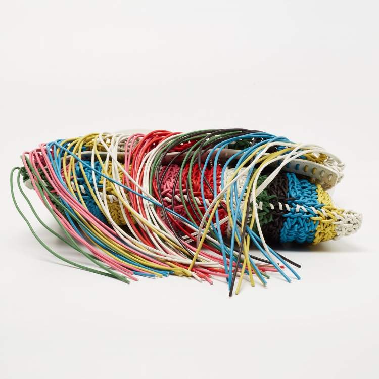 Pre Owned Chloe Multicolour Leather Fringed Striped Macramé Shoulder Bag