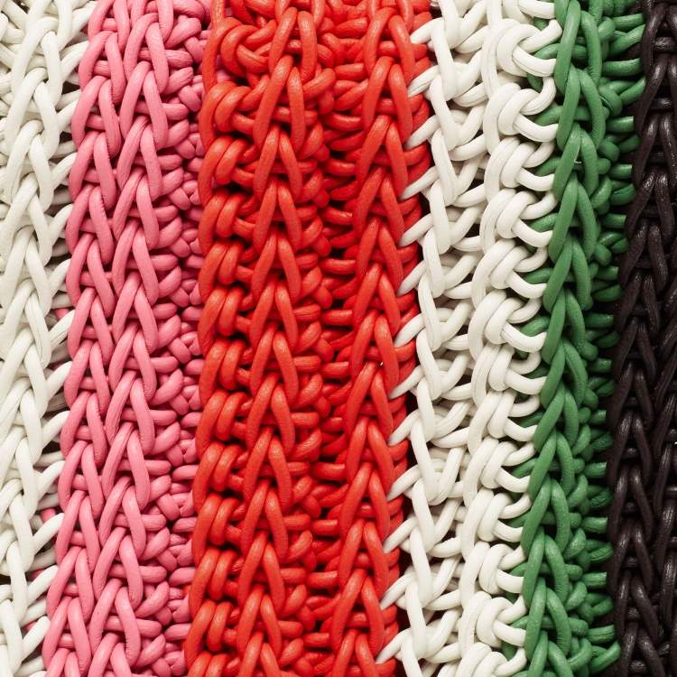 Pre Owned Chloe Multicolour Leather Fringed Striped Macramé Shoulder Bag