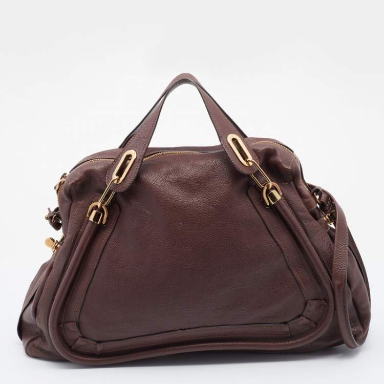 Pre Owned Chloe Dark Brown Leather Large Paraty Satchel