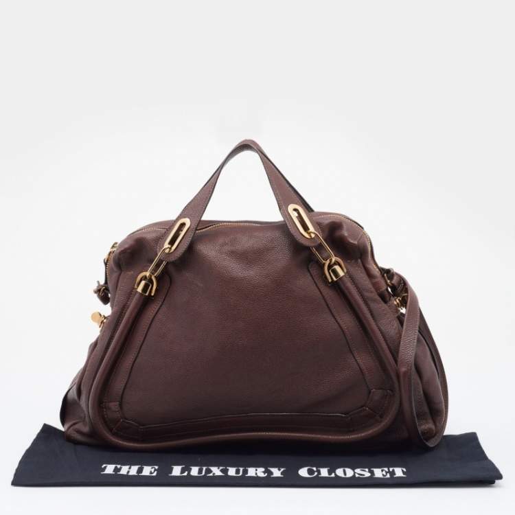 Pre Owned Chloe Dark Brown Leather Large Paraty Satchel