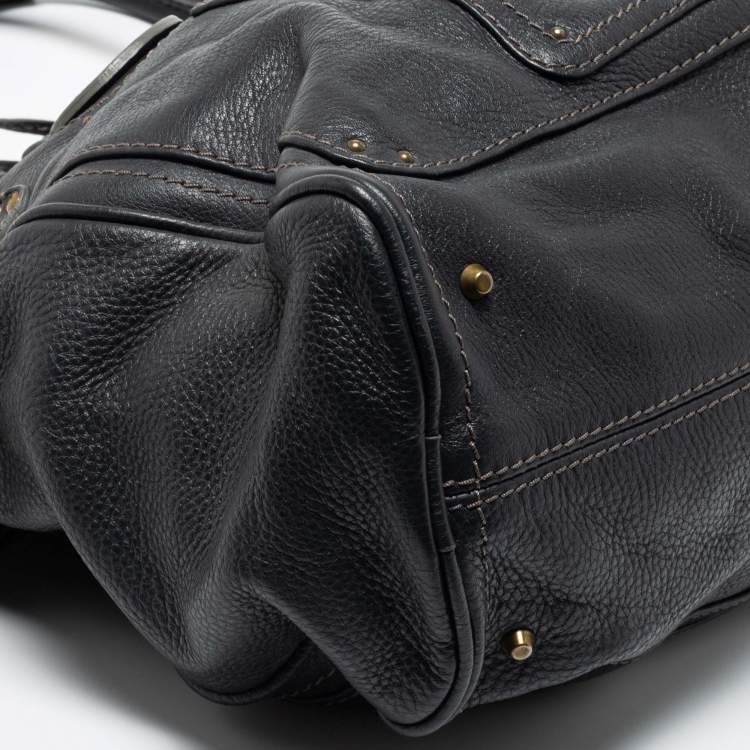 Pre Owned Chloe Dark Grey Leather Large Paddington Tote