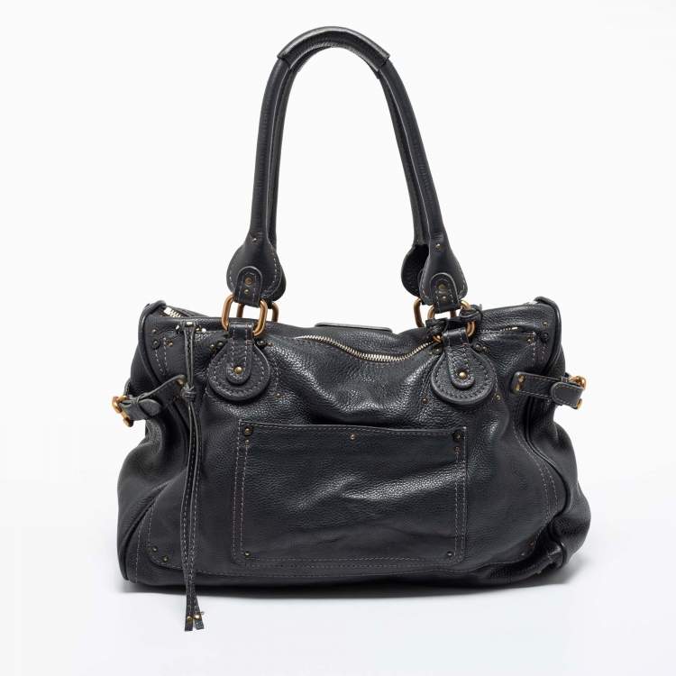 Pre Owned Chloe Dark Grey Leather Large Paddington Tote