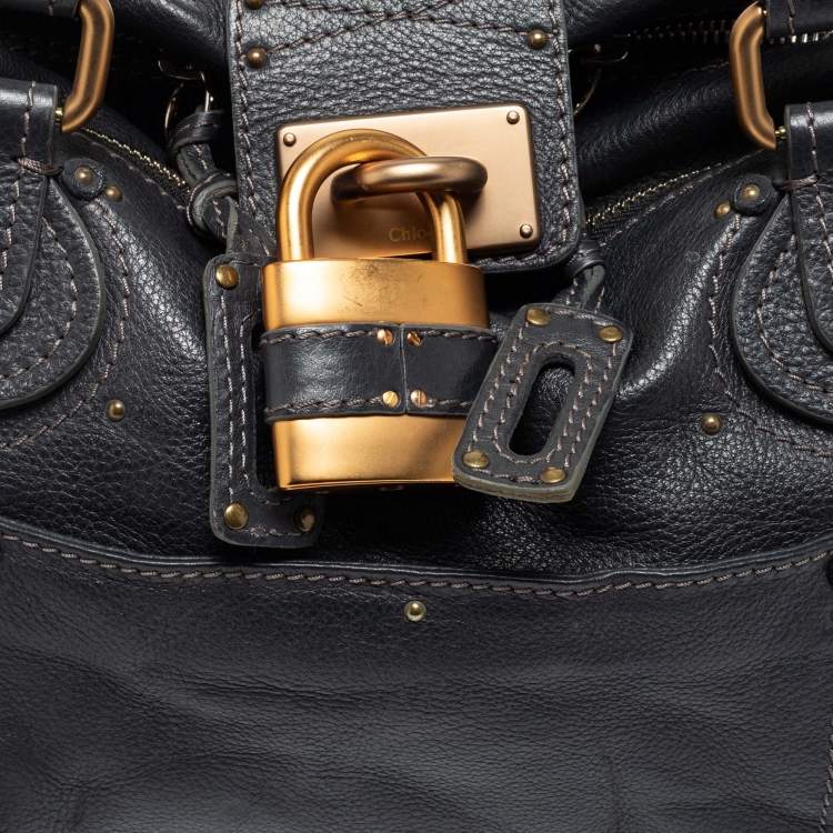 Pre Owned Chloe Dark Grey Leather Large Paddington Tote