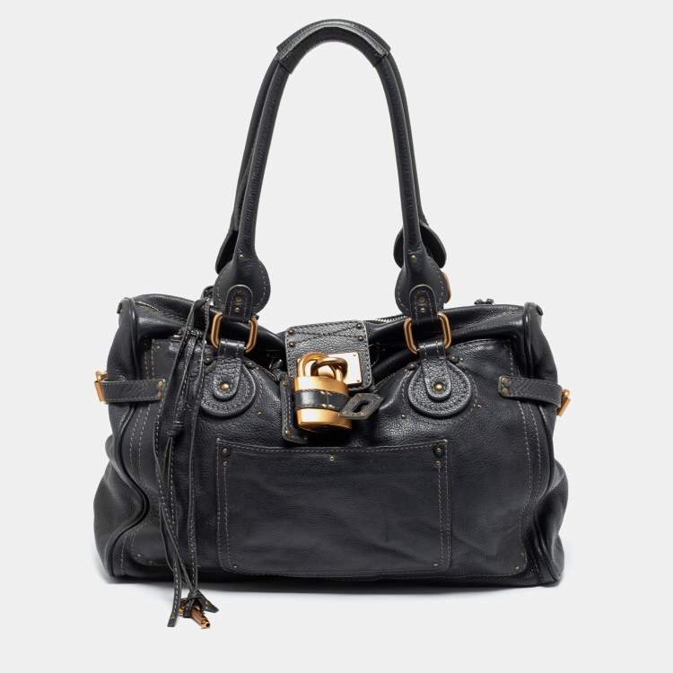 Pre Owned Chloe Dark Grey Leather Large Paddington Tote