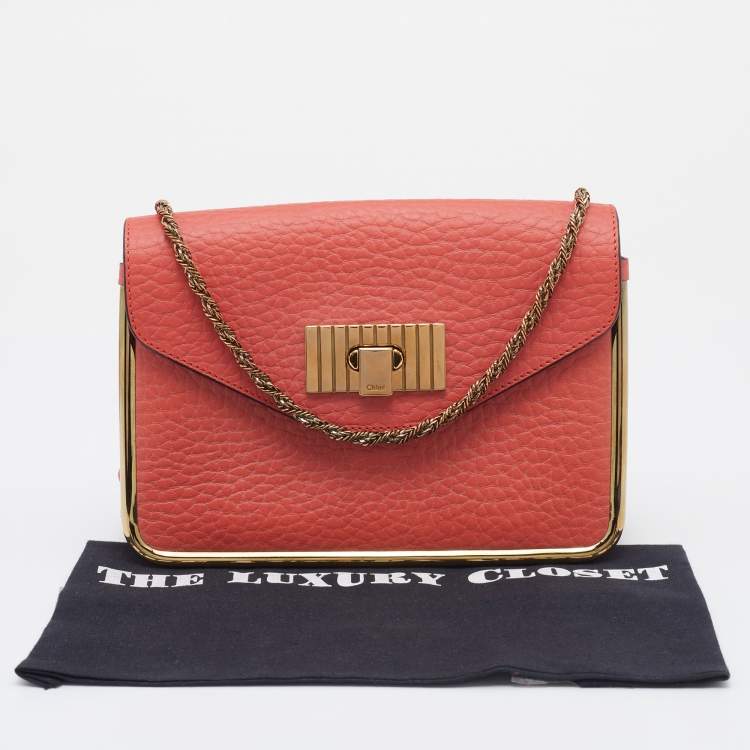 Pre Owned Chloe Orange Leather Sally Shoulder Bag