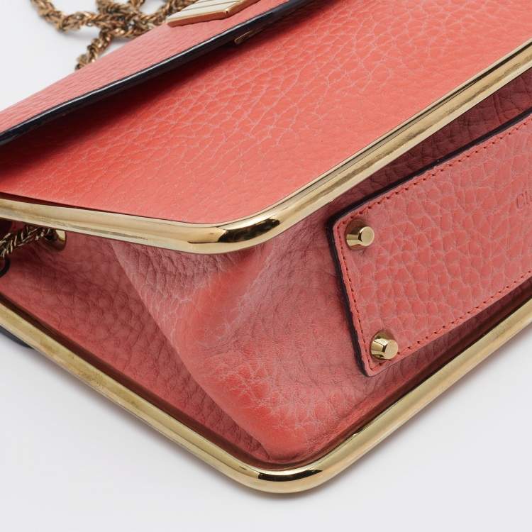 Pre Owned Chloe Orange Leather Sally Shoulder Bag