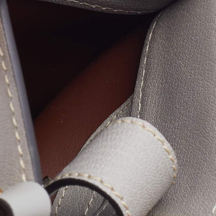 Pre Owned Chloe Green/Grey Leather Padlock Chain Bucket Bag