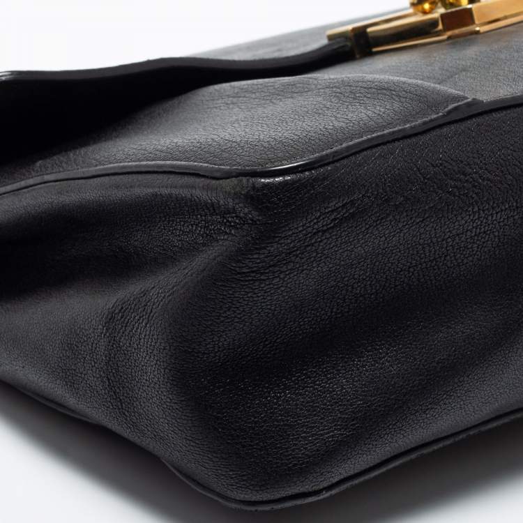 Pre Owned Chloe Black Leather Large Elsie Shoulder Bag