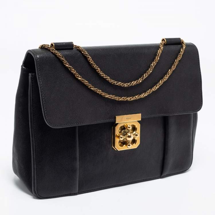 Pre Owned Chloe Black Leather Large Elsie Shoulder Bag