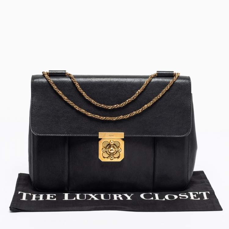 Pre Owned Chloe Black Leather Large Elsie Shoulder Bag