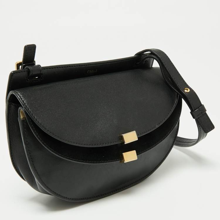 Pre Owned Chloe Black Leather Mini Georgia Crossbody Bag
