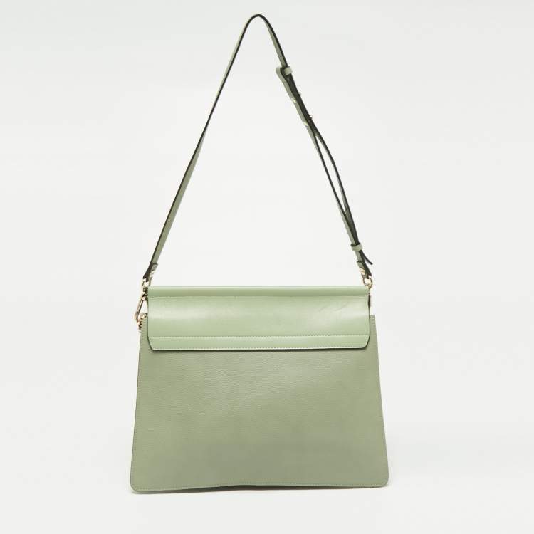 Pre Owned Chloe Avocado Green Leather Medium Faye Shoulder Bag