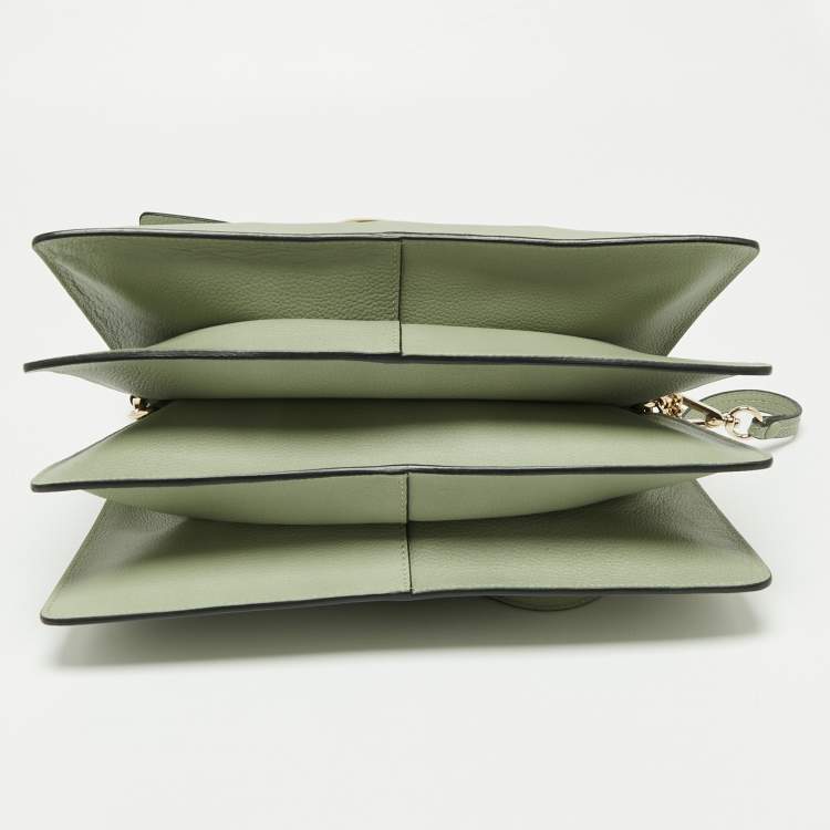 Pre Owned Chloe Avocado Green Leather Medium Faye Shoulder Bag