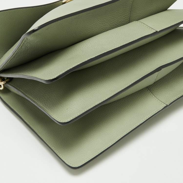 Pre Owned Chloe Avocado Green Leather Medium Faye Shoulder Bag