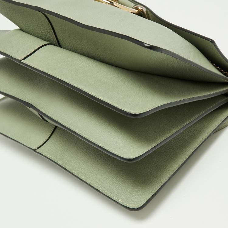 Pre Owned Chloe Avocado Green Leather Medium Faye Shoulder Bag