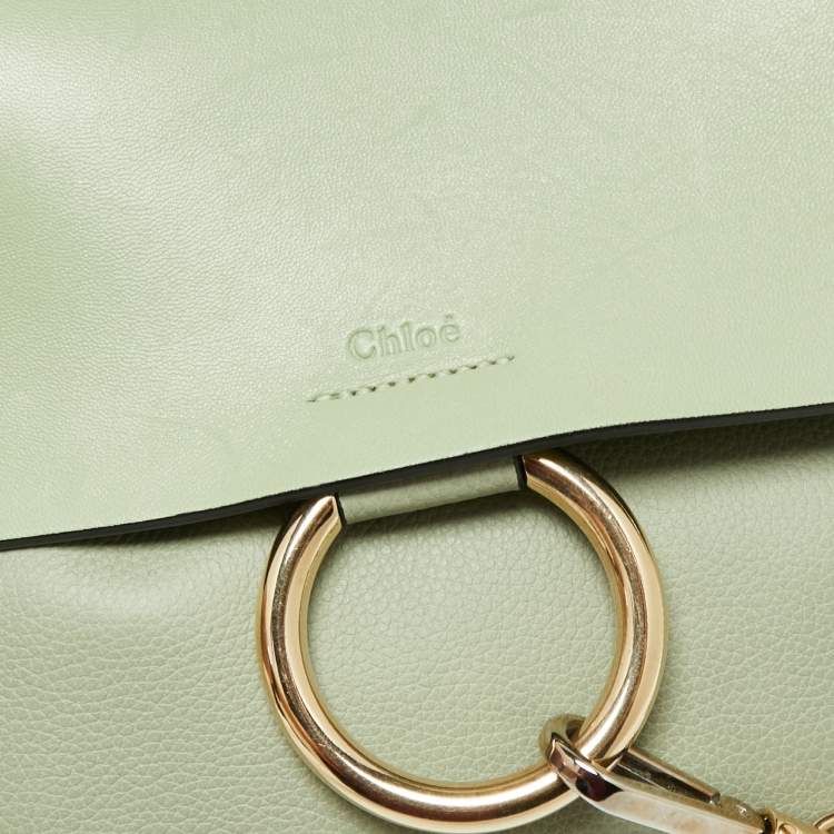 Pre Owned Chloe Avocado Green Leather Medium Faye Shoulder Bag