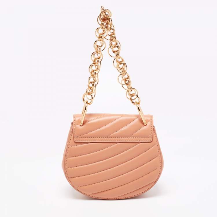 Pre Owned Chloe Beige Quilted Leather Drew Shoulder Bag