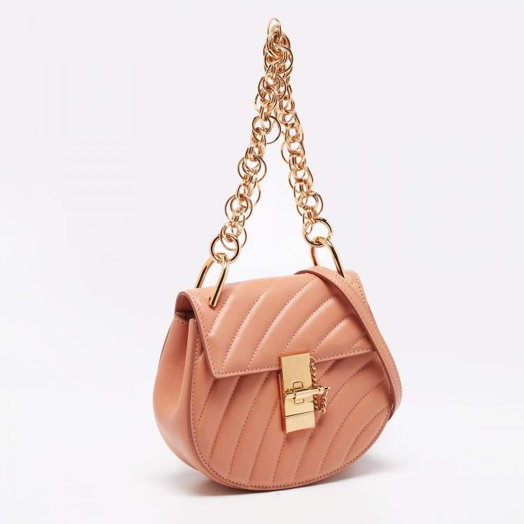 Pre Owned Chloe Beige Quilted Leather Drew Shoulder Bag