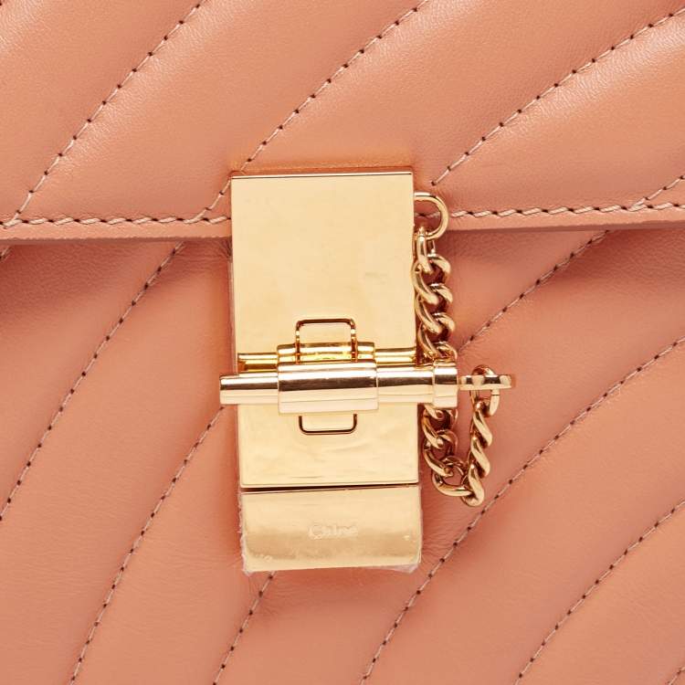 Pre Owned Chloe Beige Quilted Leather Drew Shoulder Bag
