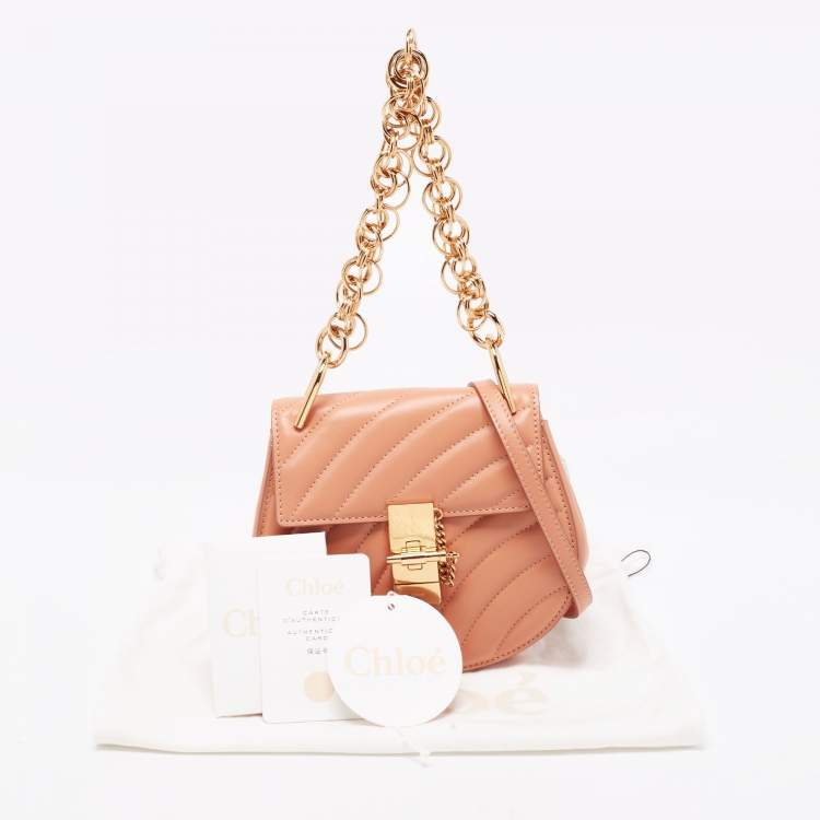 Pre Owned Chloe Beige Quilted Leather Drew Shoulder Bag