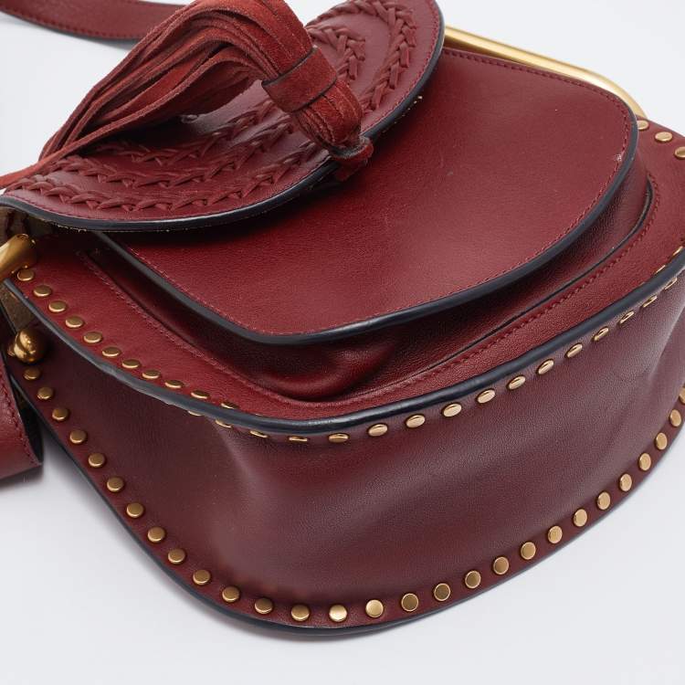 Pre Owned Chloe Burgundy Leather Mini Hudson Shoulder Bag 
