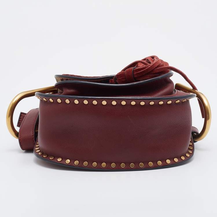 Pre Owned Chloe Burgundy Leather Mini Hudson Shoulder Bag 
