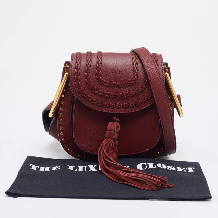 Pre Owned Chloe Burgundy Leather Mini Hudson Shoulder Bag 