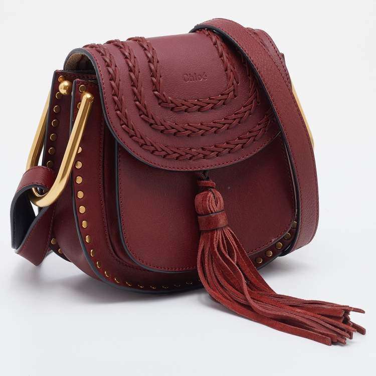 Pre Owned Chloe Burgundy Leather Mini Hudson Shoulder Bag 
