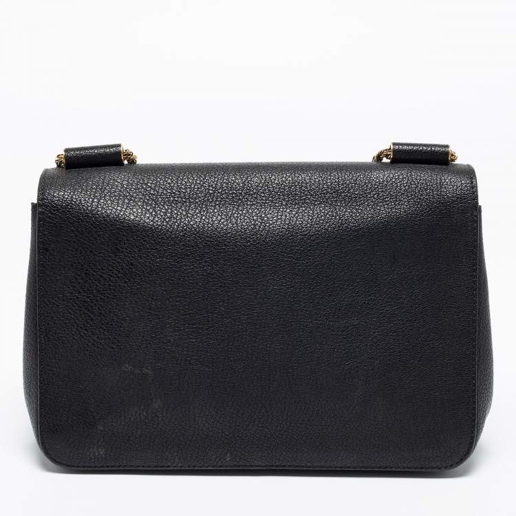 Pre Owned Chloe Black Leather Medium Elsie Shoulder Bag