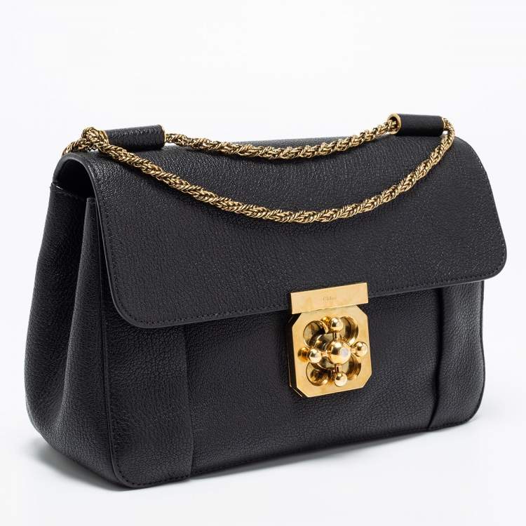 Pre Owned Chloe Black Leather Medium Elsie Shoulder Bag