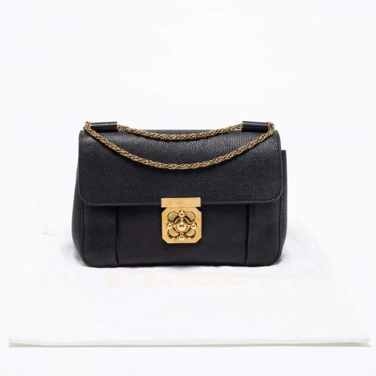 Pre Owned Chloe Black Leather Medium Elsie Shoulder Bag