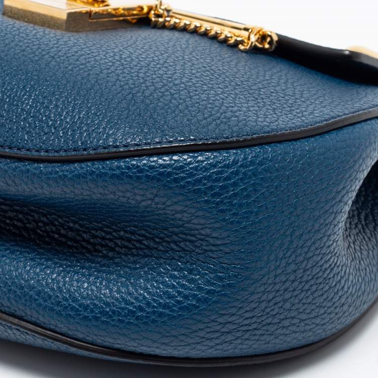Pre Owned Chloe Blue Leather Medium Drew Shoulder Bag
