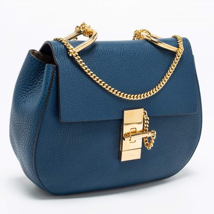 Pre Owned Chloe Blue Leather Medium Drew Shoulder Bag