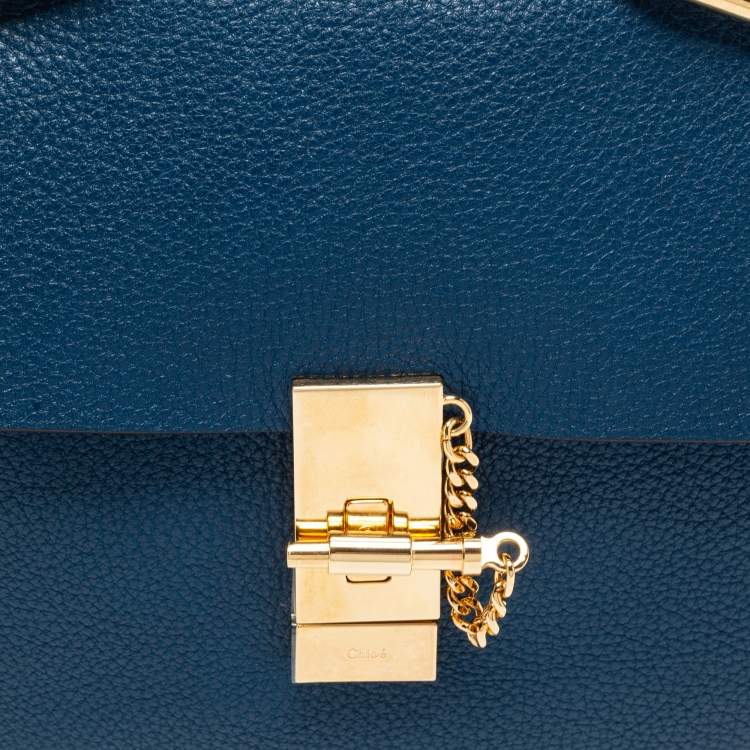 Pre Owned Chloe Blue Leather Medium Drew Shoulder Bag