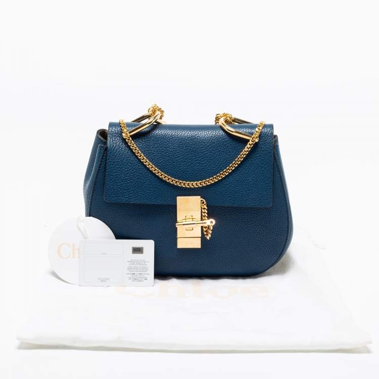 Pre Owned Chloe Blue Leather Medium Drew Shoulder Bag