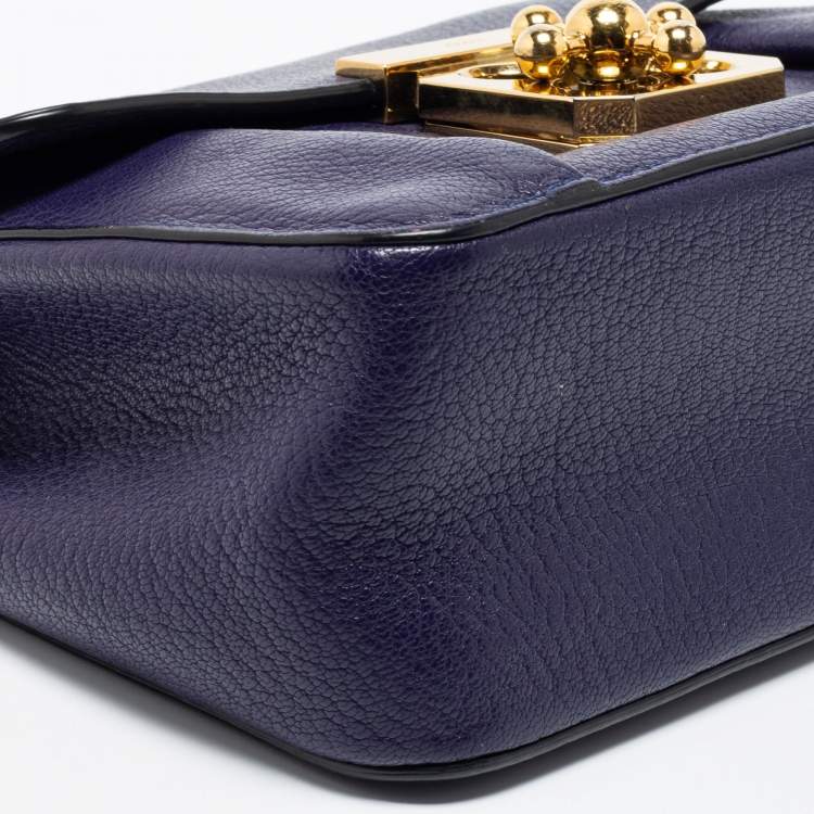 Pre Owned Chloé Purple Leather Small Elsie Shoulder Bag