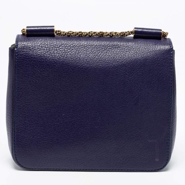 Pre Owned Chloé Purple Leather Small Elsie Shoulder Bag