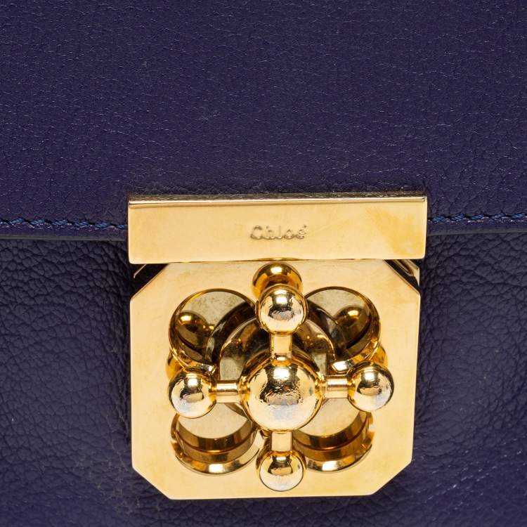 Pre Owned Chloé Purple Leather Small Elsie Shoulder Bag