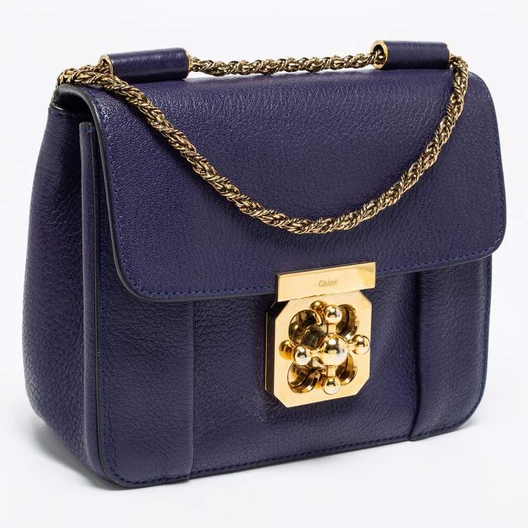 Pre Owned Chloé Purple Leather Small Elsie Shoulder Bag