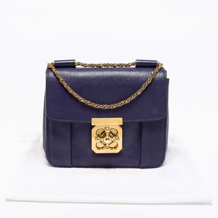 Pre Owned Chloé Purple Leather Small Elsie Shoulder Bag