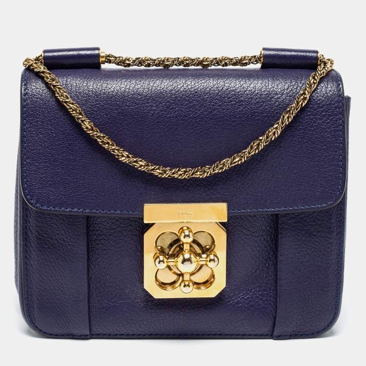 Pre Owned Chloé Purple Leather Small Elsie Shoulder Bag