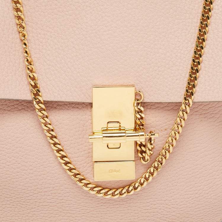 Pre Owned Chloe Beige/Pink Leather Small Drew Shoulder Bag