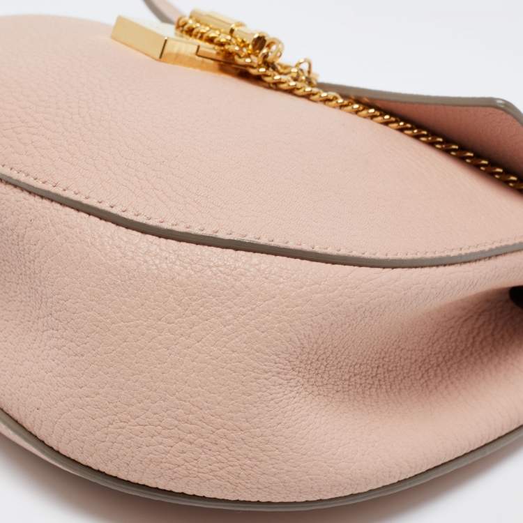 Pre Owned Chloe Beige/Pink Leather Small Drew Shoulder Bag