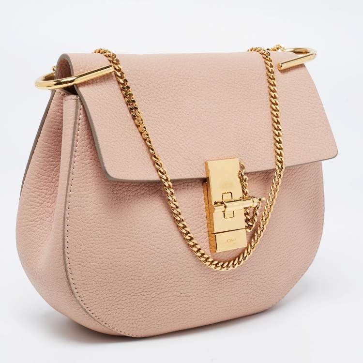 Pre Owned Chloe Beige/Pink Leather Small Drew Shoulder Bag