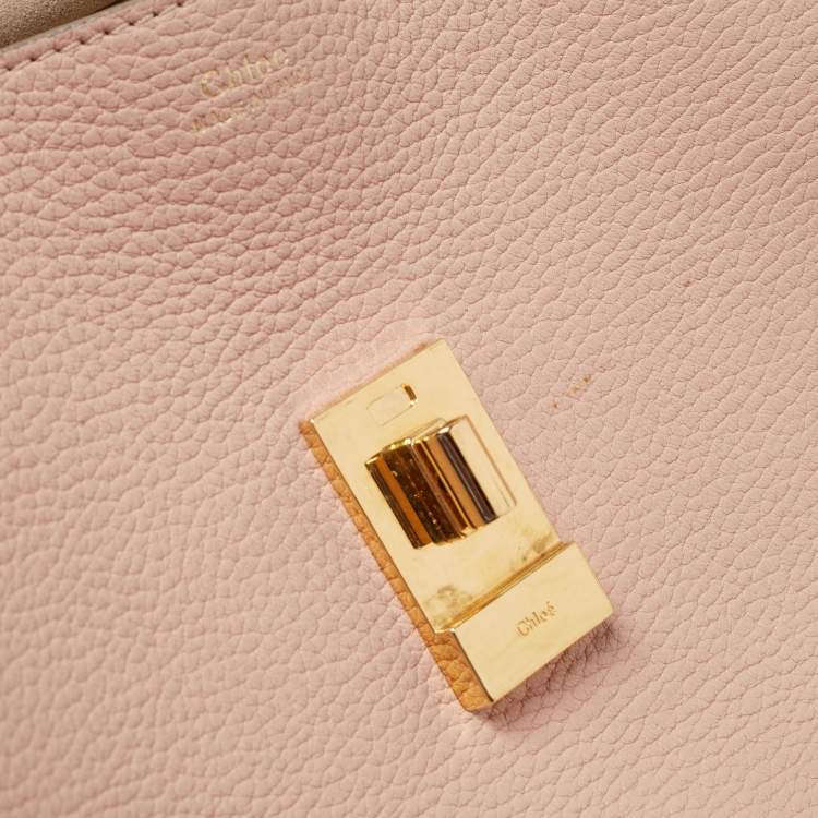 Pre Owned Chloe Beige/Pink Leather Small Drew Shoulder Bag