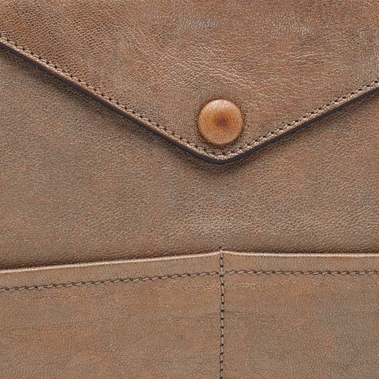 Pre Owned Chloe Metallic Bronze Leather Clutch