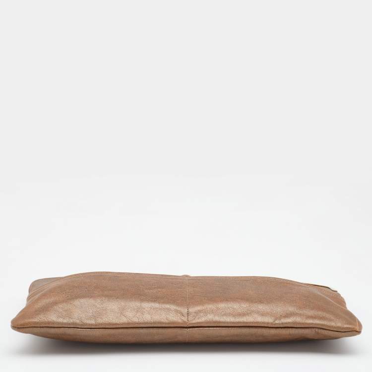 Pre Owned Chloe Metallic Bronze Leather Clutch